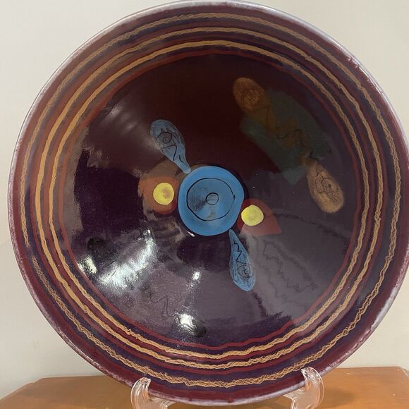 Purple Modern Pasta Serving Bowl Dan Lasser Ceramic Salad 13" Studio Art Pottery - Picture 2 of 9